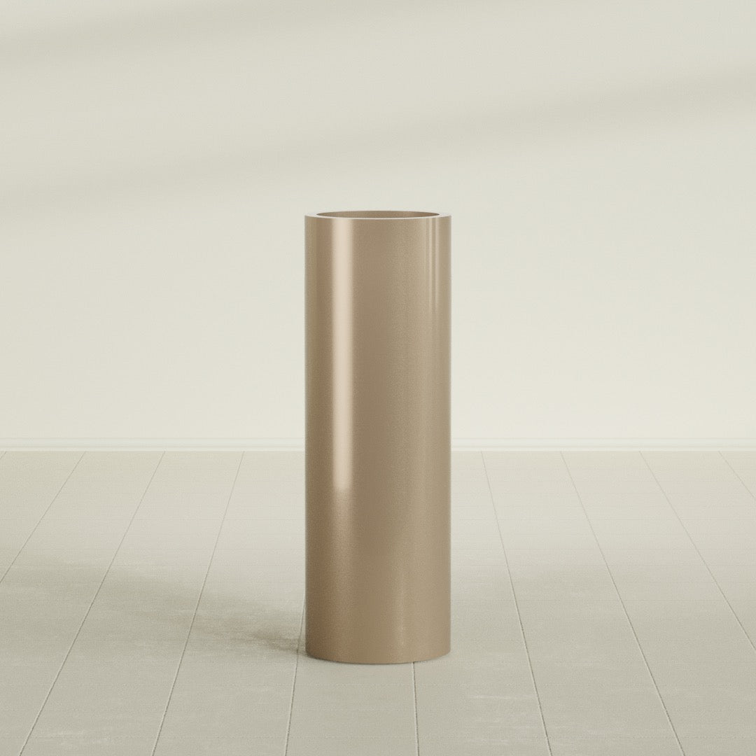Corry Large Tall Cylinder Fiberglass Planter - 12 in x 12 in x 36 in - Metallic Gold - Metallic Gold,30 in x 30 in x 32 in
