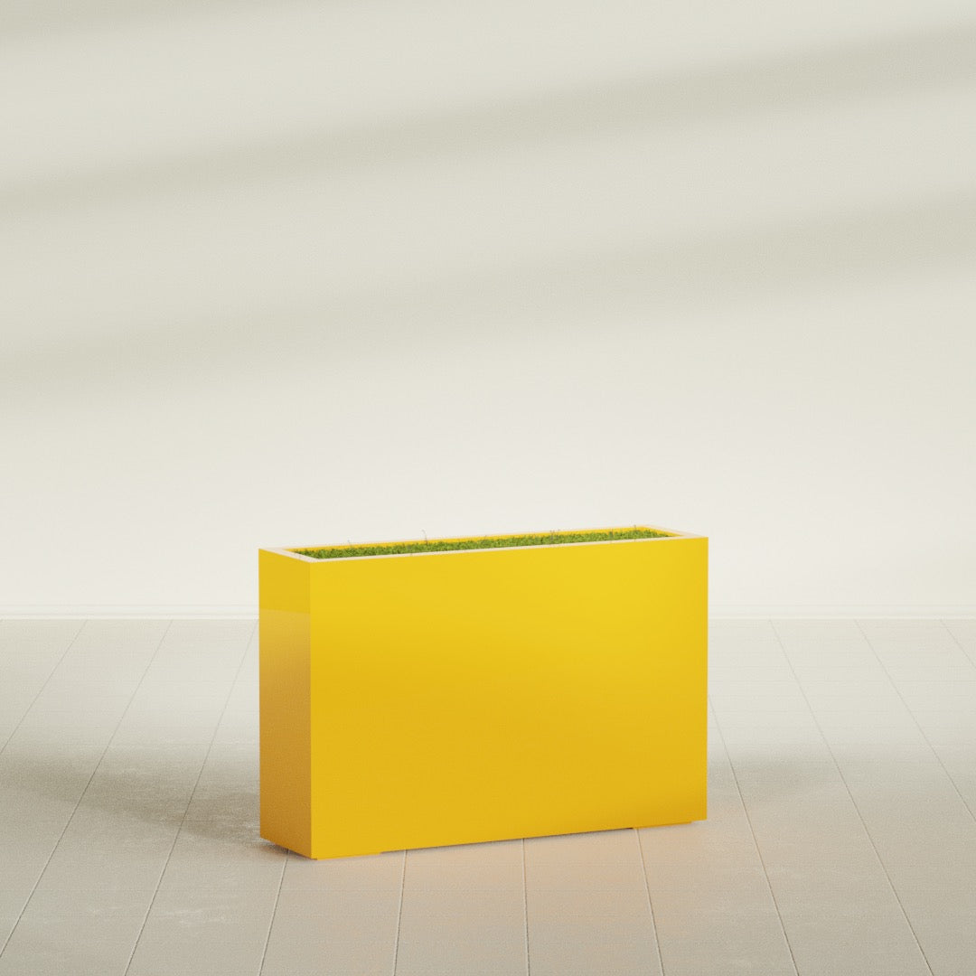 Milano Large Narrow Rectangle Fiberglass Planter - 36 in x 10 in x 24 in - Gloss Saffron - Gloss Saffron,36 in x 10 in x 24 in