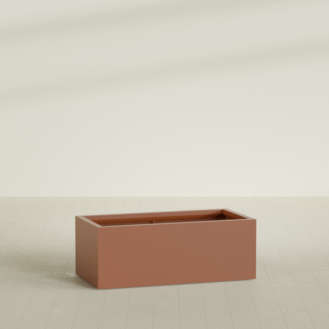 Torino Extra Large Wide Rectangle Fiberglass Planter - 48 in x 24 in x 18 in - Matte Terracotta - Matte Terracotta,48 in x 24 in x 18 in