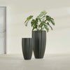 San Jose Large Tall Round Fluted Fiberglass Planter - 22 in x 22 in x 40 in - Matte Charcoal - Matte Charcoal,22 in x 22 in x 40 in