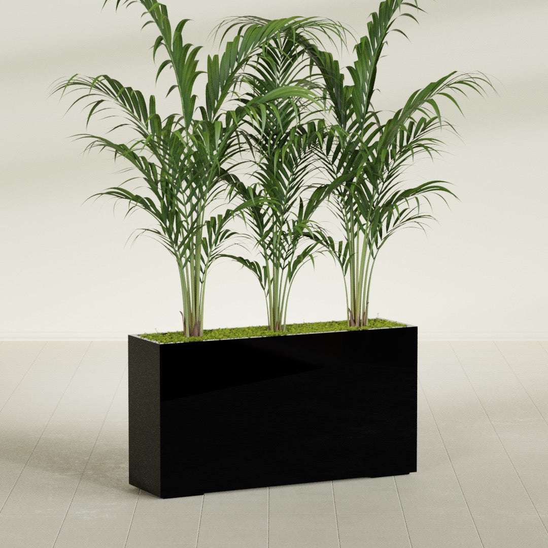 Potsdam Extra Large Long Rectangle Fiberglass Planter - 60 in x 16 in x 32 in - Gloss Black - Gloss Black,60 in x 16 in x 32 in