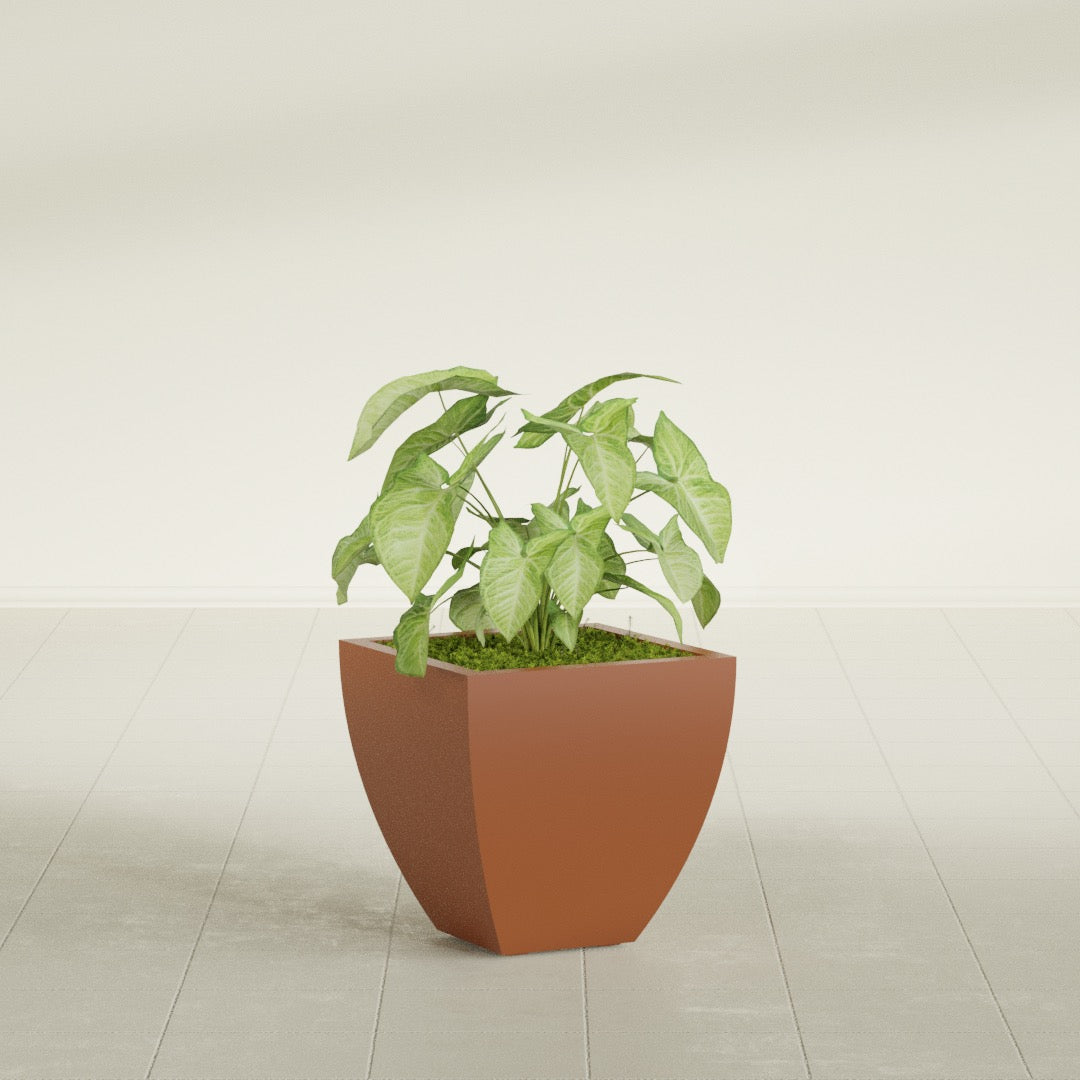 Lima Small Tapered Square Fiberglass Planter - 16 in x 16 in x 16 in - Matte Terracotta - Matte Terracotta,16 in x 16 in x 16 in