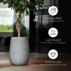 COSAPOTS Mondo High Tall Fiberglass Planter – Lightweight Indoor/Outdoor Plant Pot, Frost & Weather Resistant, Handmade Modern Decorative Planter – 21.6" X 21.6" X 35.6" – Carbon Stone - Carbon Stone,21.6 in diam. x 35.6 in