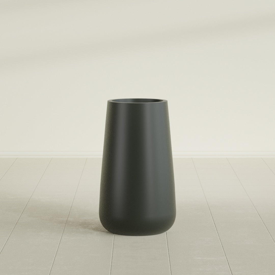 Saigon Large Tapered Round Planter - 16 in x 21 in x 36 in - Matte Charcoal - Matte Charcoal,16.4 in x 20.7 in x 36 in