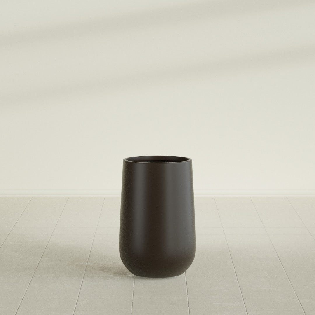 Tall Hayden Medium Round Fiberglass Planter - 12 in x 12 in x 20 in - Matte Brown - Matte Brown,12 in x 12 in x 20 in