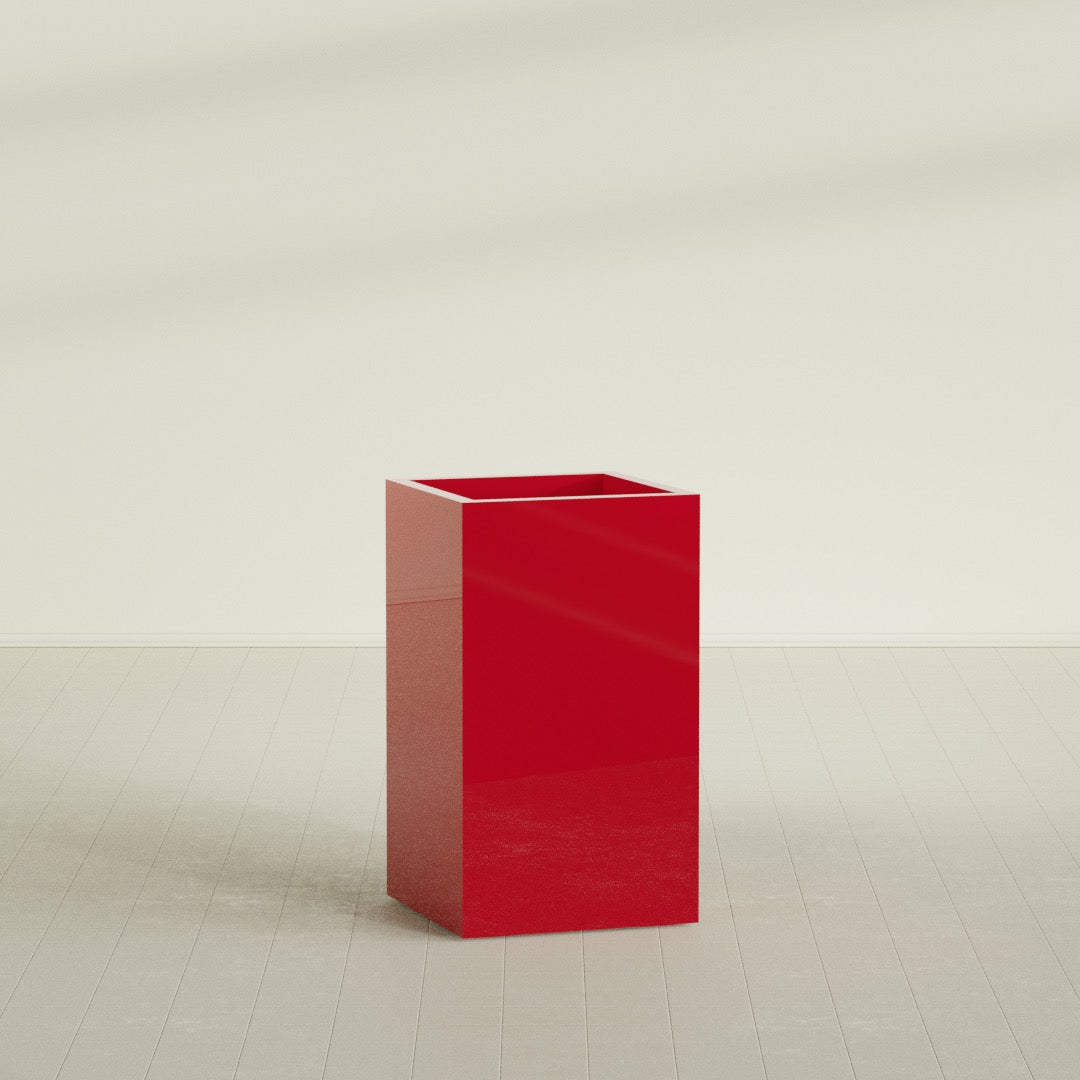 Darwin Large Tall Rectangle Fiberglass Planter - 24 in x 24 in x 42 in - Gloss Red - Gloss Red,24 in x 24 in x 42 in