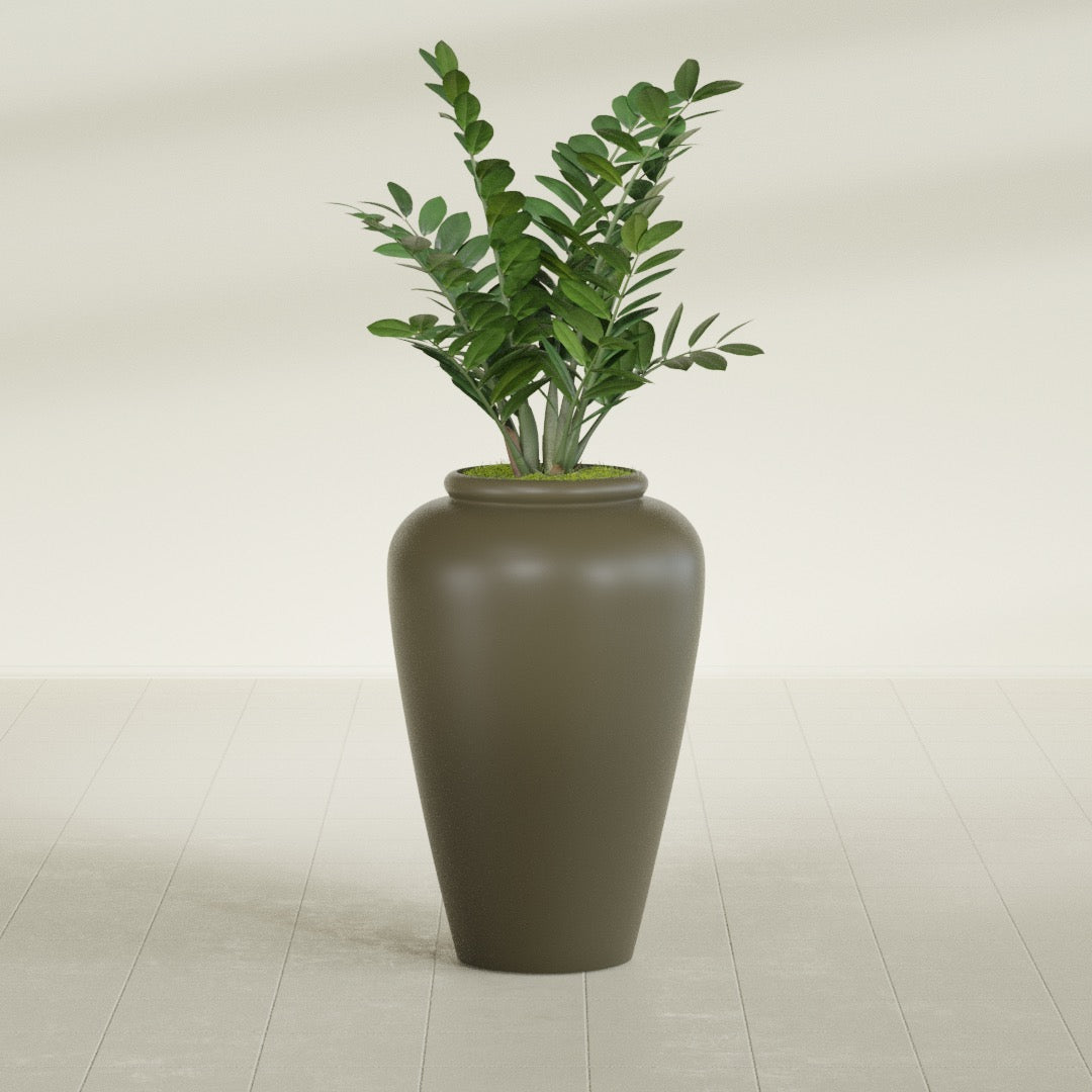 Bara Jar Large Round Fiberglass Planter - 20 in x 20 in x 31 in - Matte Bronze - Matte Bronze,20 in x 20 in x 32 in