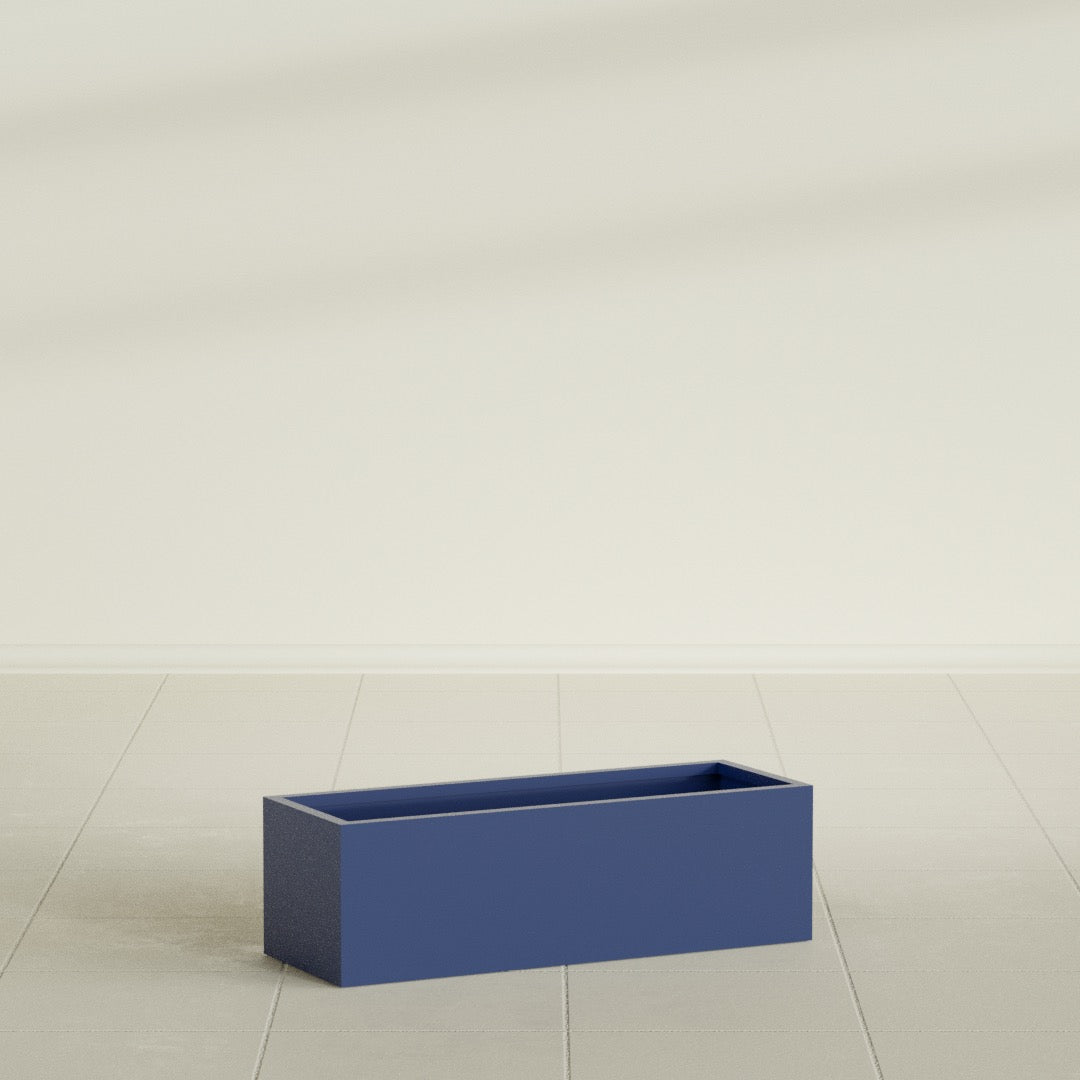 Reade Small Tabletop Rectangle Fiberglass Planter - 14 in x 5 in x 4.3 in - Matte Cobalt Blue - Matte Cobalt Blue,14 in x 5 in x 4.3 in