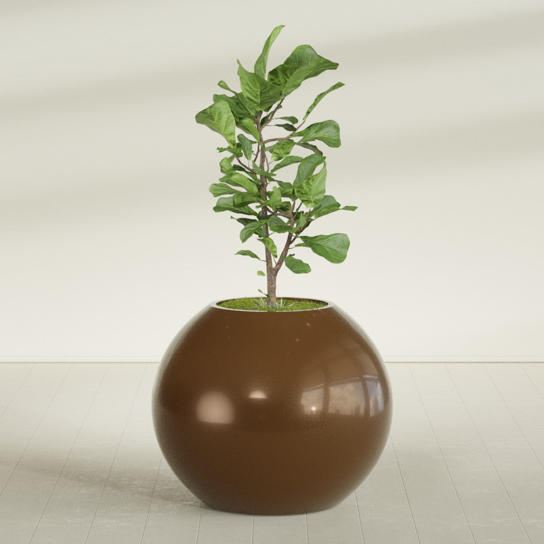 Globe Large Sphere Fiberglass Planter - 36 in x 36 in x 30 in - Metallic Bronze - Metallic Bronze,36 in x 36 in x 30 in
