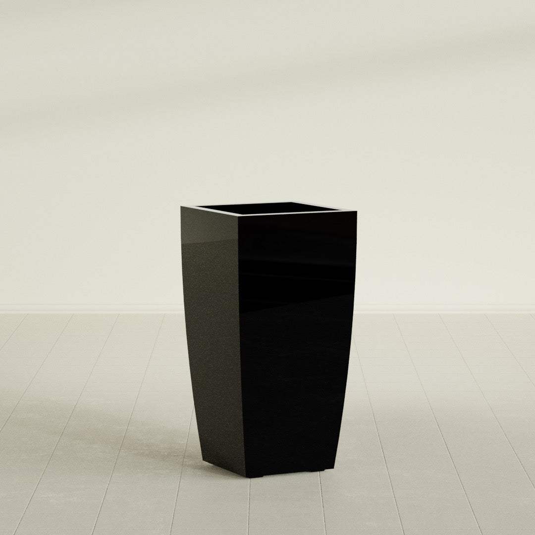 Toulan Large Tall Tapered Square Fiberglass Planter - 18 in x 18 in x 36 in - Gloss Black - Gloss Black,18 in x 18 in x 36 in