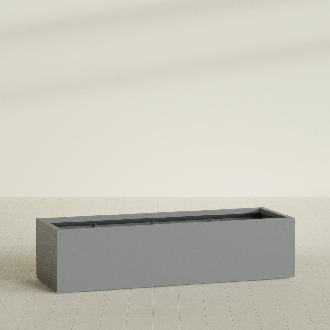 Torino Extra Large Wide Rectangle Fiberglass Planter - 72 in x 24 in x 18 in - Metallic Gunmetal - Metallic Gunmetal,72 in x 24 in x 18 in