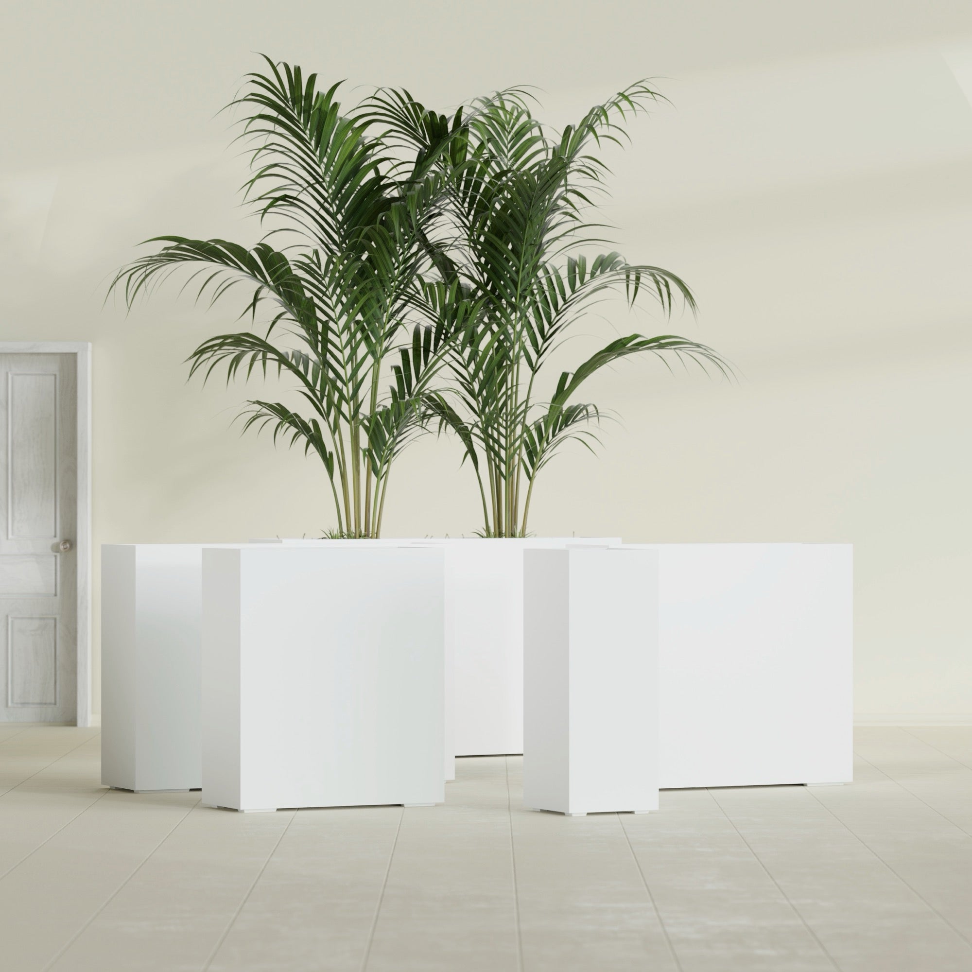 Perth Extra Large Long Rectangle Fiberglass Planter - 48 in x 16 in x 42 in - Matte White - Matte White,48 in x 16 in x 42 in