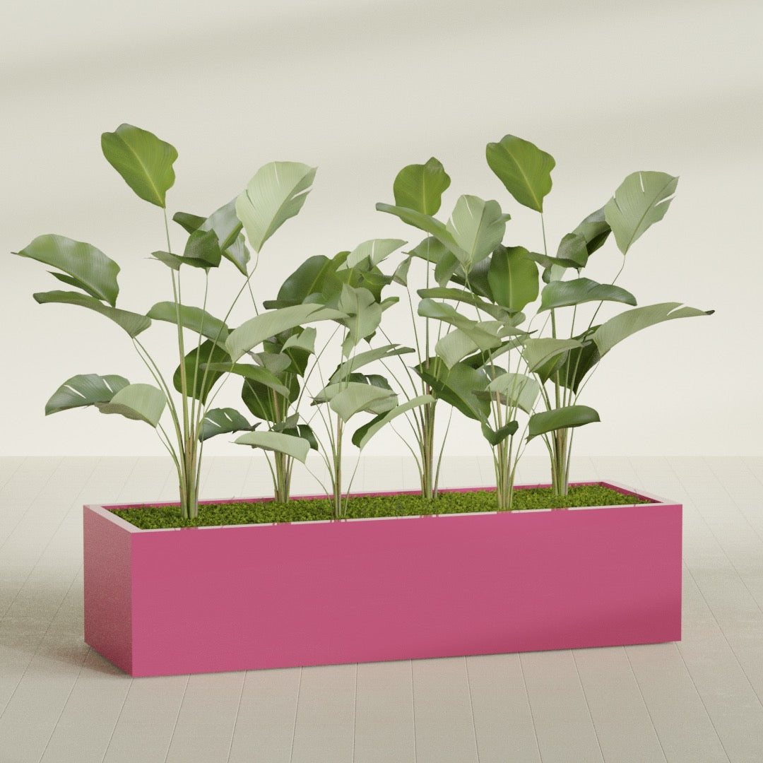Torino Extra Large Wide Rectangle Fiberglass Planter - 72 in x 24 in x 18 in - Gloss Pink Violet - Gloss Pink Violet,72 in x 24 in x 18 in