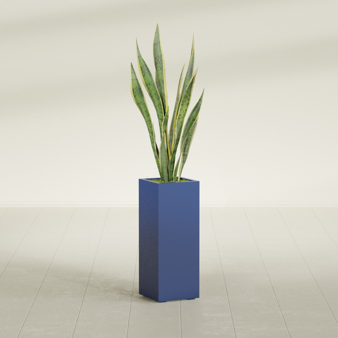 Perth Large Tall Rectangle Fiberglass Planter - 16 in x 16 in x 42 in - Matte Cobalt Blue - Matte Cobalt Blue,16 in x 16 in x 42 in