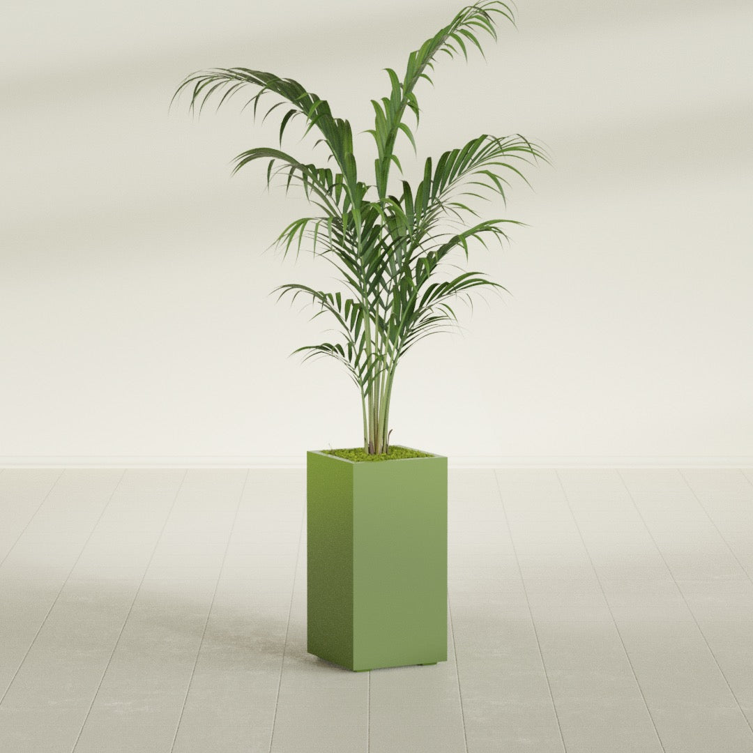 Potsdam Large Tall Rectangle Fiberglass Planter - 16 in x 16 in x 32 in - Satin Green - Satin Green,16 in x 16 in x 32 in