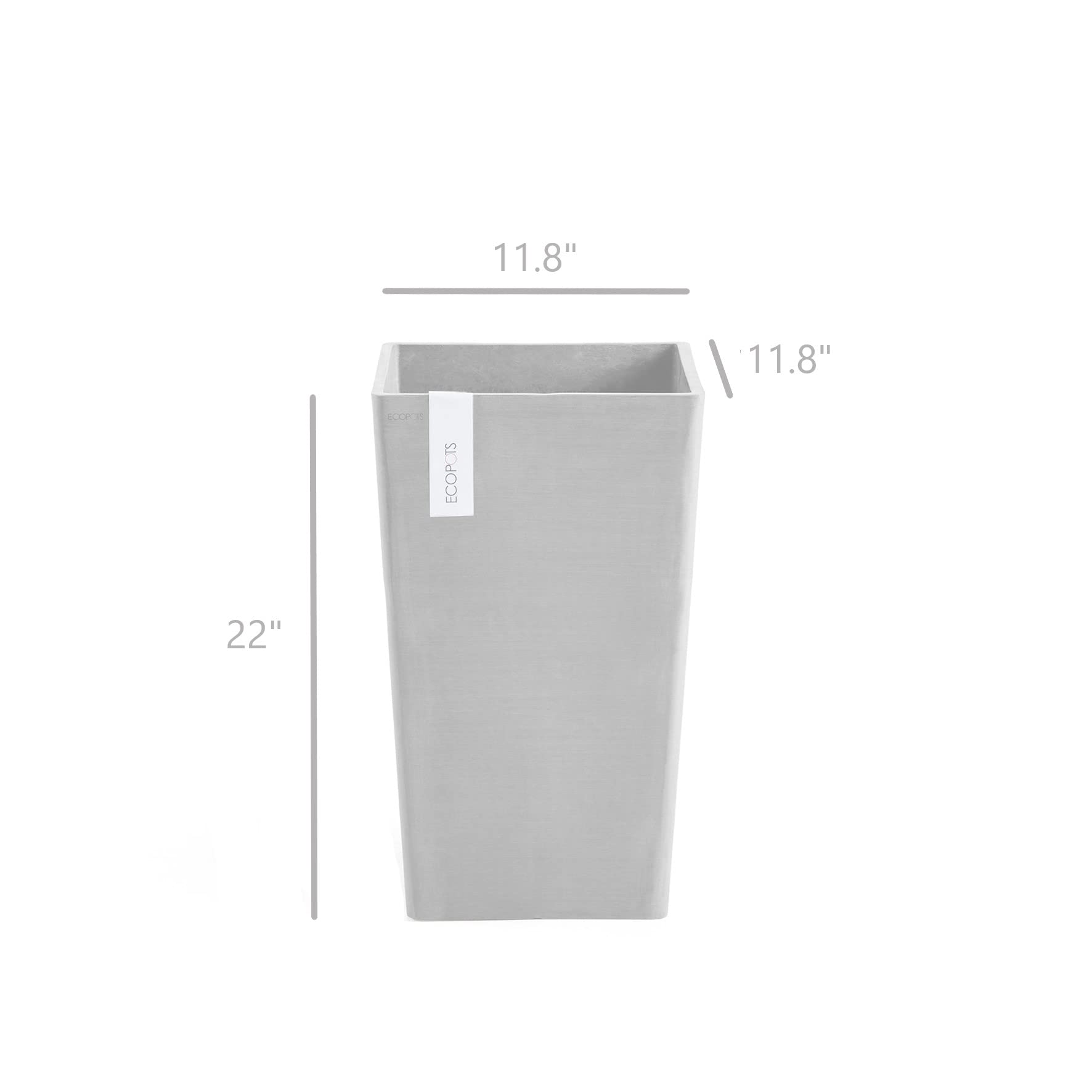 Rotterdam Medium Tall Square Planter - 12.25 in x 12.25 in x 22 in - Dark Grey - Dark Grey,12.25 in x 12.25 in x 22 in,Planter Only