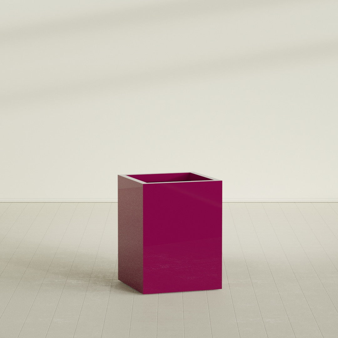 Brisbane Large Rectangle Fiberglass Planter - 24 in x 24 in x 32 in - Gloss Eggplant - Gloss Eggplant,24 in x 24 in x 32 in