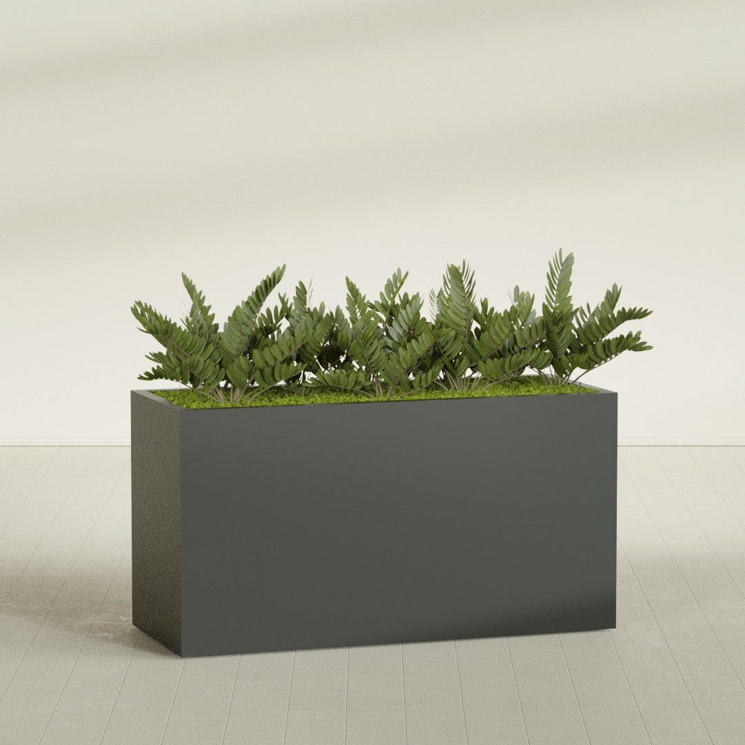 Brisbane Extra Large Long Rectangle Fiberglass Planter - 60 in x 24 in x 32 in - Matte Charcoal - Matte Charcoal,60 in x 24 in x 32 in
