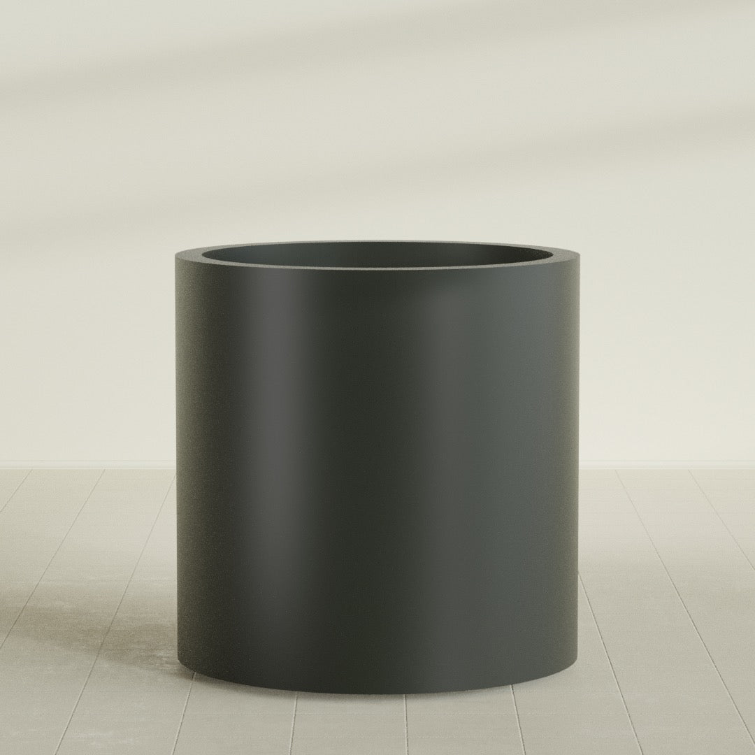 Rio Grande Large Round Fiberglass Planter - 30 in x 30 in x 32 in - Matte Charcoal - Matte Charcoal,30 in x 30 in x 32 in