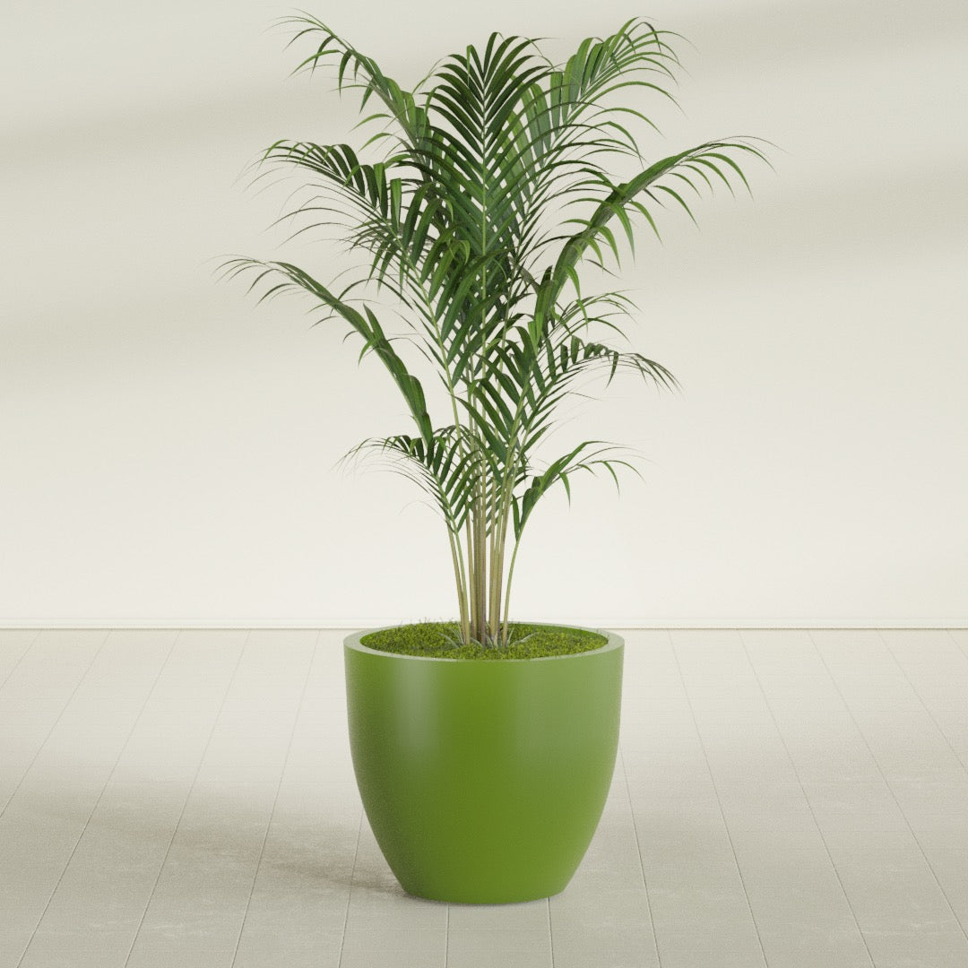 Wannsee Large Round Fiberglass Planter - 33 in x 33 in x 29 in - Satin Green - Satin Green,33 in x 33 in x 29 in