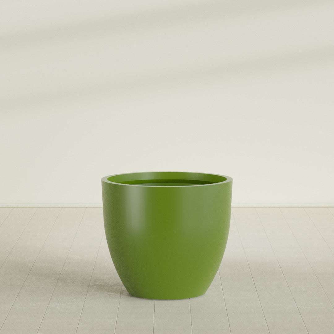 Wannsee Large Round Fiberglass Planter - 44 in x 44 in x 39 in - Satin Green - Satin Green,44 in x 44 in x 39 in