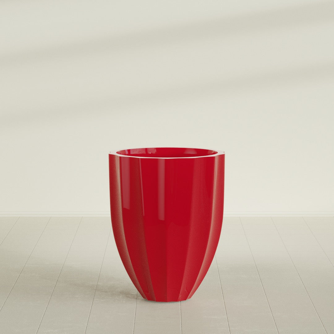 Alicante Medium Round Fiberglass Planter - 26 in x 26 in x 32 in - Gloss Red - Gloss Red,26 in x 26 in x 32 in