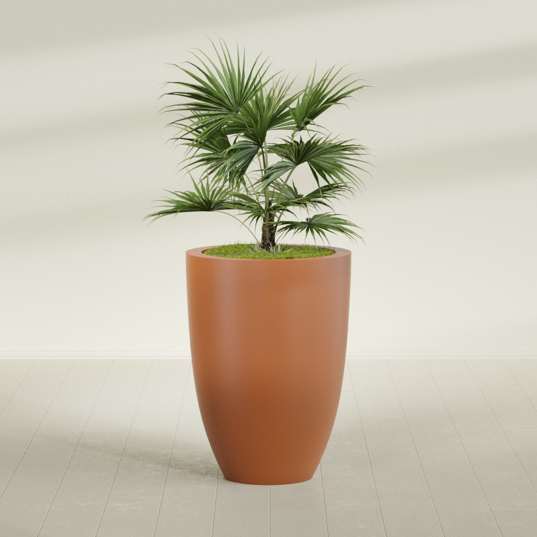 Brannan Large Round Fiberglass Planter - 30 in x 30 in x 41 in - Matte Terracotta - Matte Terracotta,30 in x 30 in x 41 in