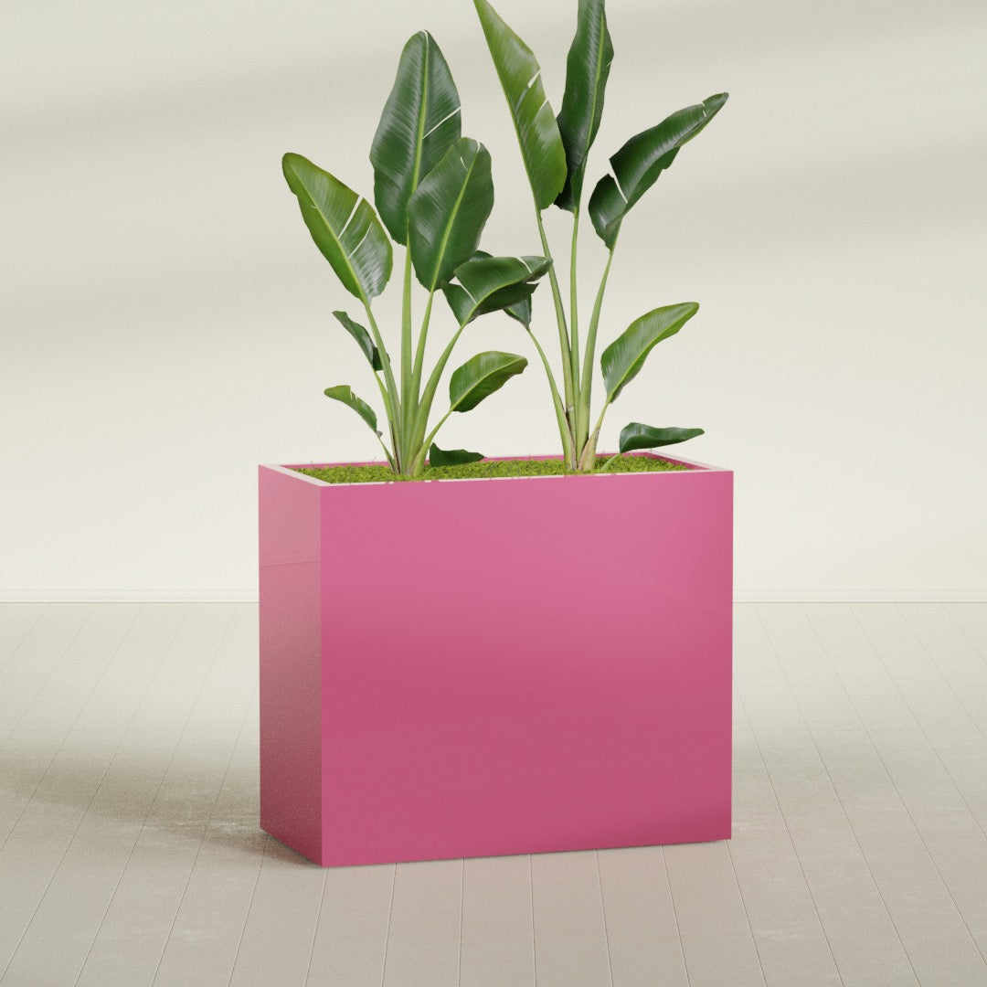 Darwin Extra Large Rectangle Fiberglass Planter - 48 in x 24 in x 42 in - Gloss Pink Violet - Gloss Pink Violet,48 in x 24 in x 42 in
