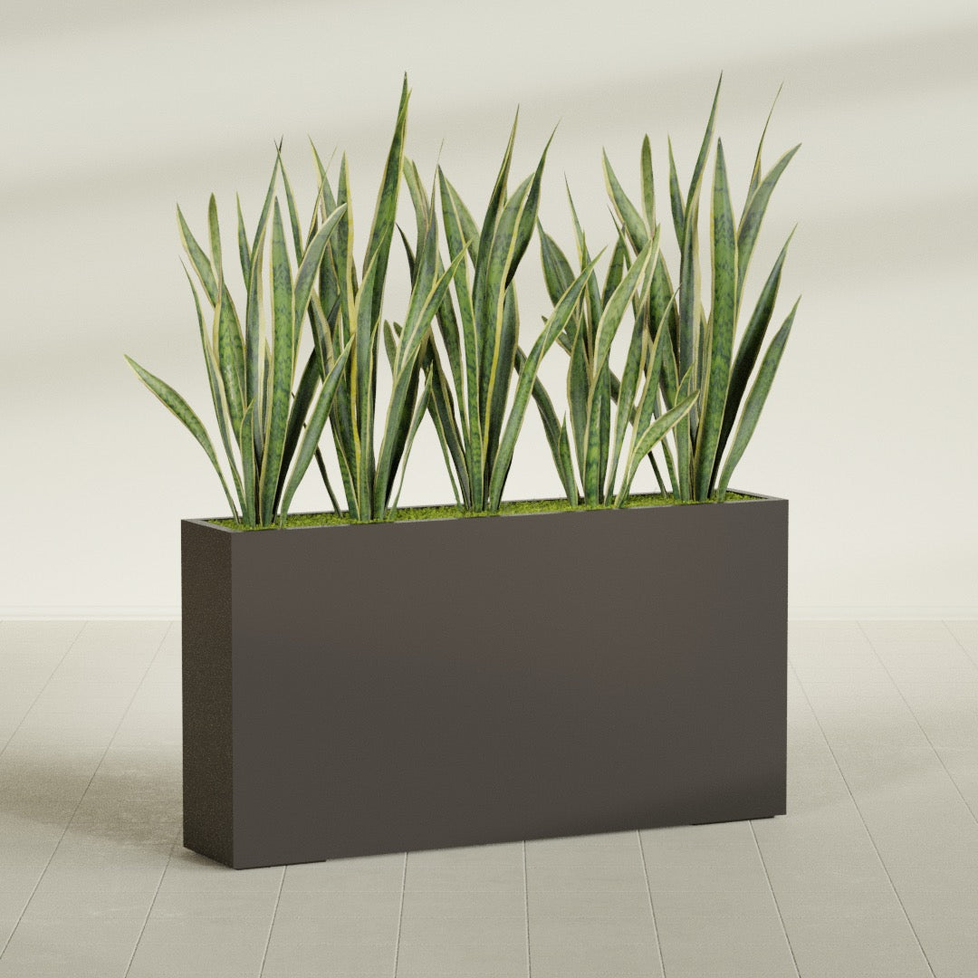 Delray Extra Large Long Rectangle Fiberglass Planter - 60 in x 12 in x 32 in - Matte Brown - Matte Brown,60 in x 12 in x 32 in