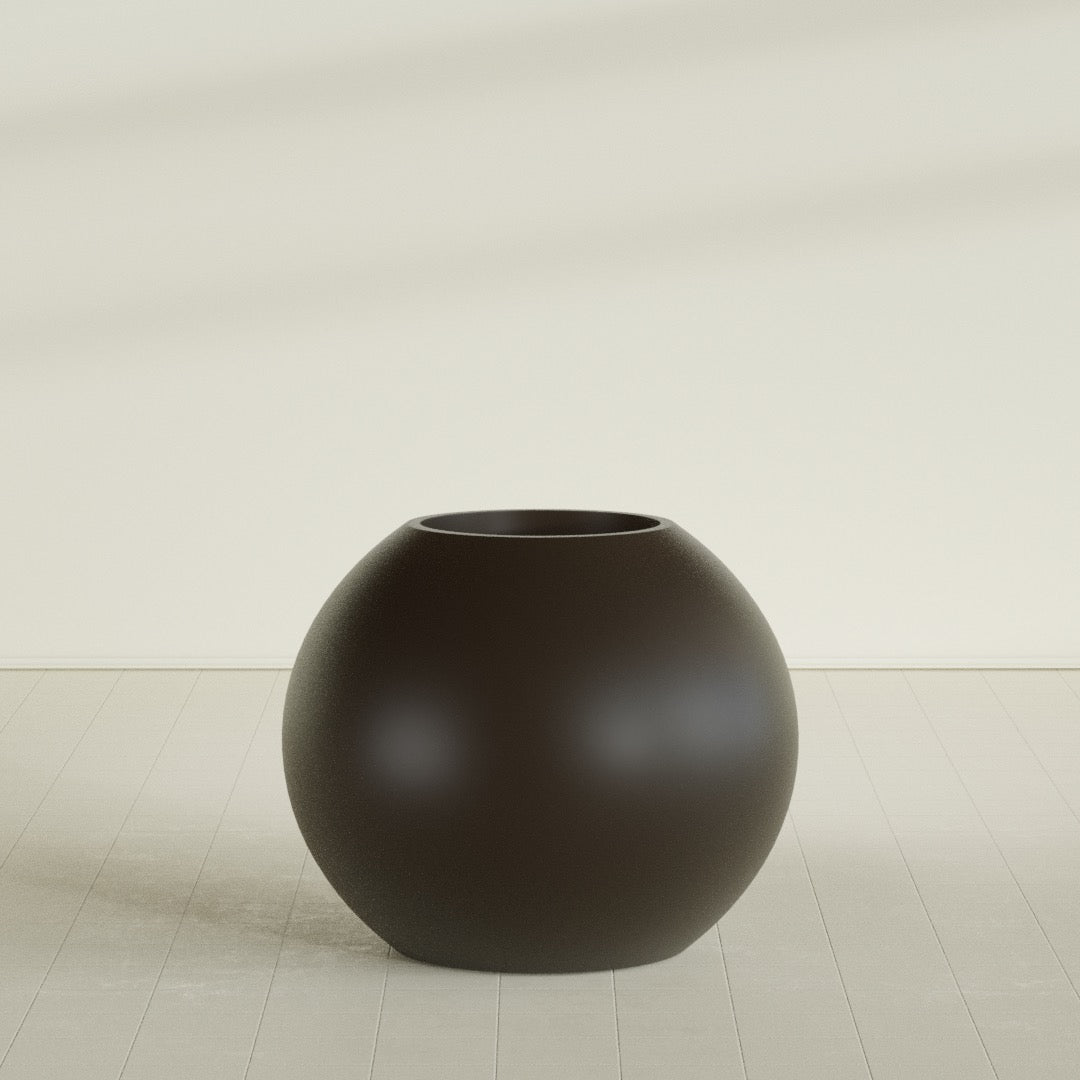 Globe Large Sphere Fiberglass Planter - 36 in x 36 in x 30 in - Matte Brown - Matte Brown,36 in x 36 in x 30 in