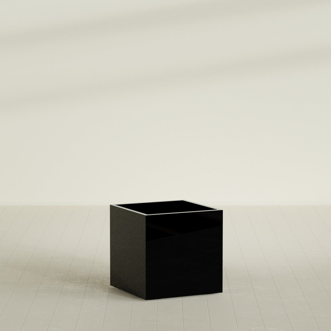 Montroy Large Cube Square Fiberglass Planter - 32 in x 32 in x 32 in - Gloss Black - Gloss Black,32 in x 32 in x 32 in