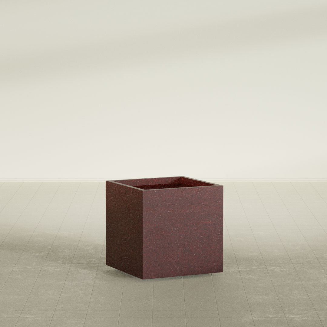 ProTone Fiberglass Premium Finish Medium Cube Square Planter - 28 in x 28 in x 28 in - Weathered Steel - Rust - Weathered Steel - Rust,28 in x 28 in x 28 in