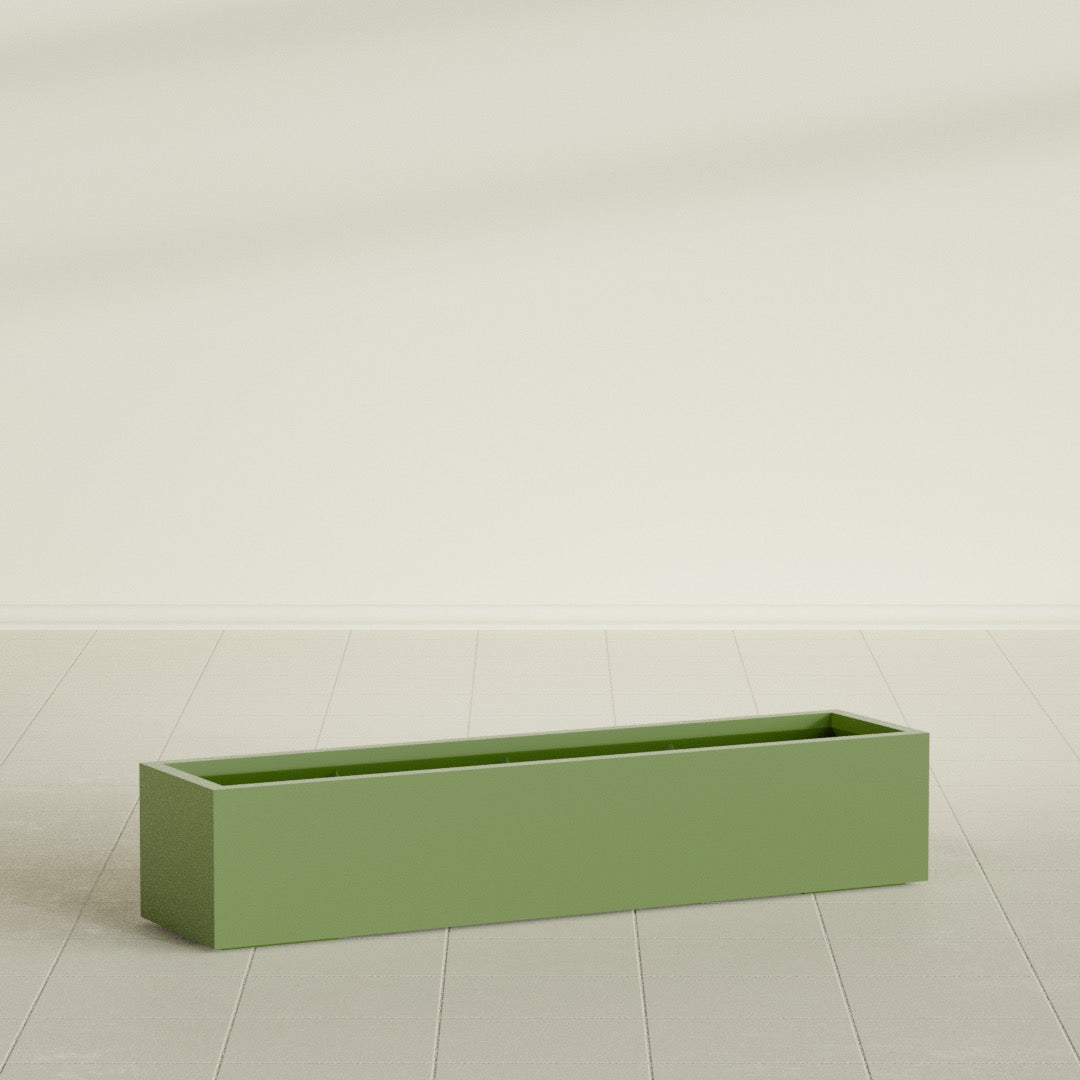 Cuba Extra Large Long Rectangle Fiberglass Planter - 60 in x 14 in x 12 in - Satin Green - Satin Green,60 in x 14 in x 12 in