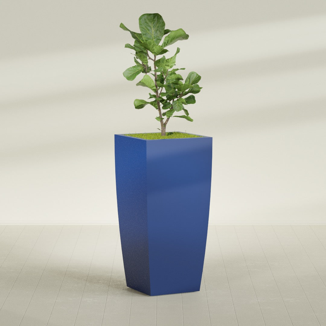 Toulan Extra Large Tall Tapered Square Fiberglass Planter - 28 in x 28 in x 60 in - Matte Cobalt Blue - Matte Cobalt Blue,28 in x 28 in x 60 in