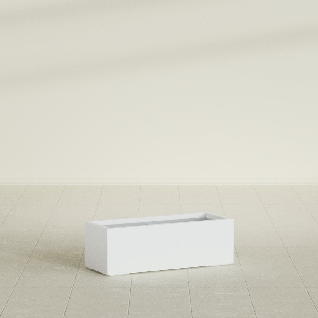 Cuba Large Long Rectangle Fiberglass Planter - 36 in x 14 in x 12 in - Matte White - Matte White,36 in x 14 in x 12 in