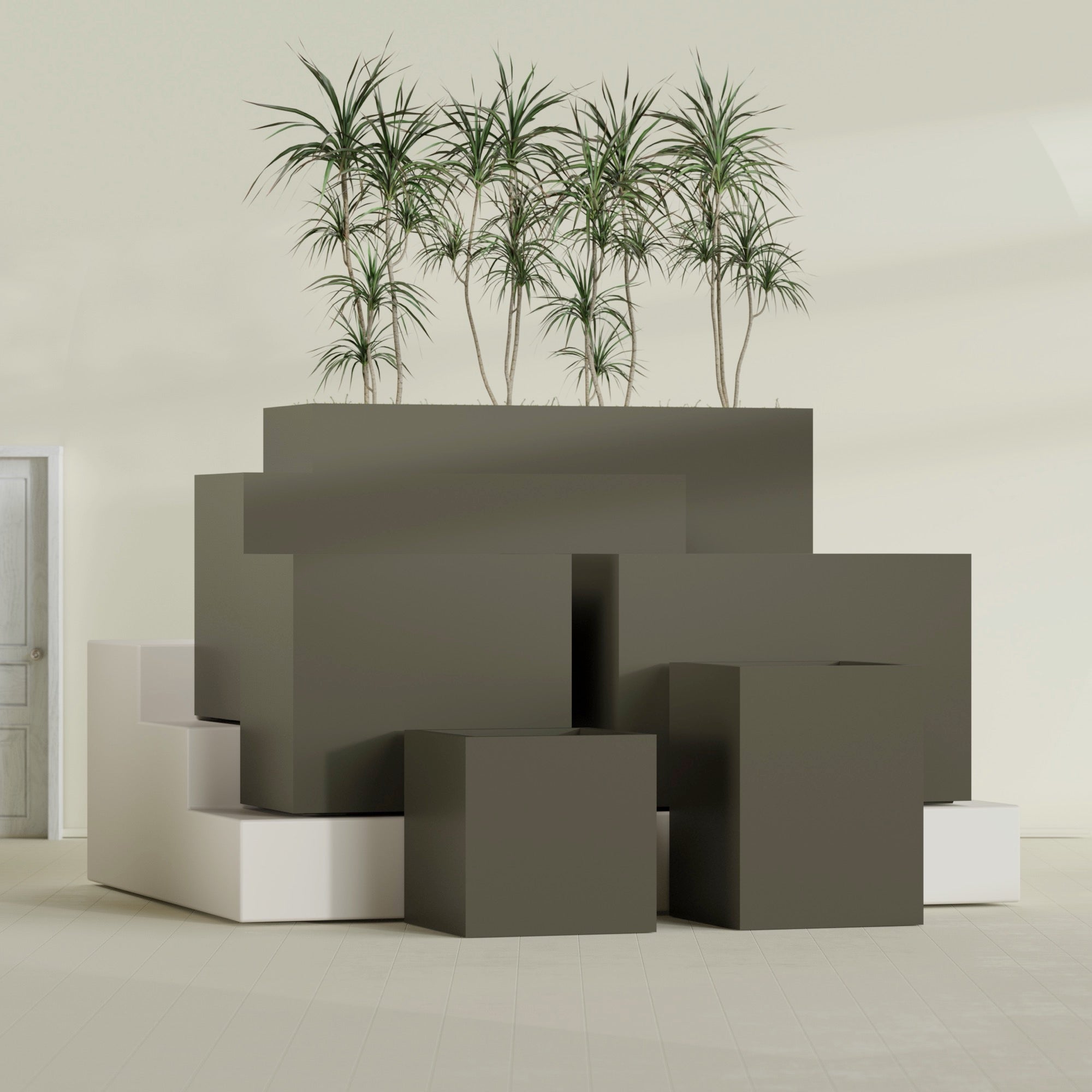 Brisbane Large Rectangle Fiberglass Planter - 36 in x 24 in x 32 in - Matte Bronze - Matte Bronze,36 in x 24 in x 32 in