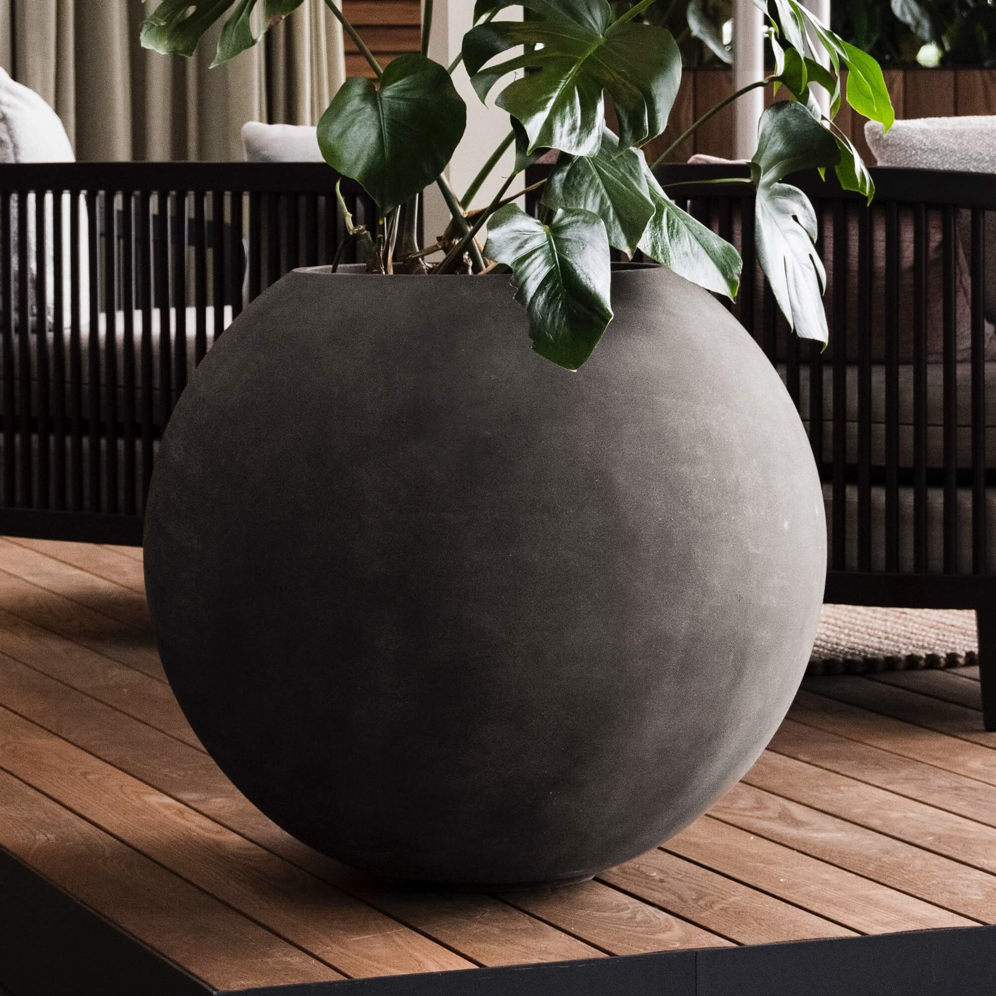 Orbo Globe Sphere Planter – Brown Stone Finish – Fiberglass Indoor/Outdoor and Weather-Resistant Round Planter (23.5" D x 21" H Exterior, 23.2" D x 20.5" H Interior) - Brown Stone,23.5 in x 23.5 in x 21 in - Brown Stone,23.5 in x 23.5 in x 21 in - Br - Brown Stone,23.6 in diam. x 21.1 in