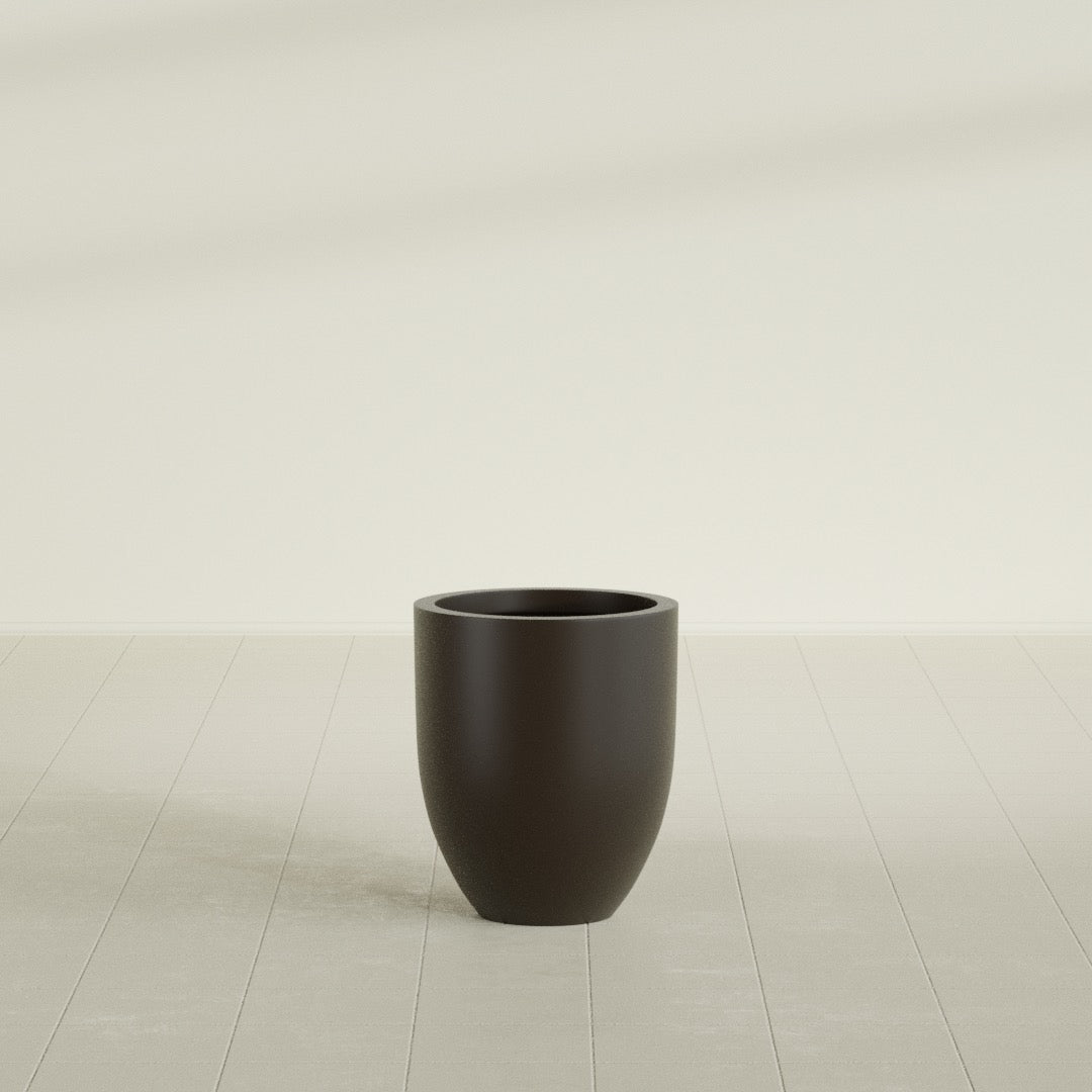 Valencia Small Round Fiberglass Planter - 15 in x 15 in x 18 in - Matte Brown - Matte Brown,15 in x 15 in x 18 in
