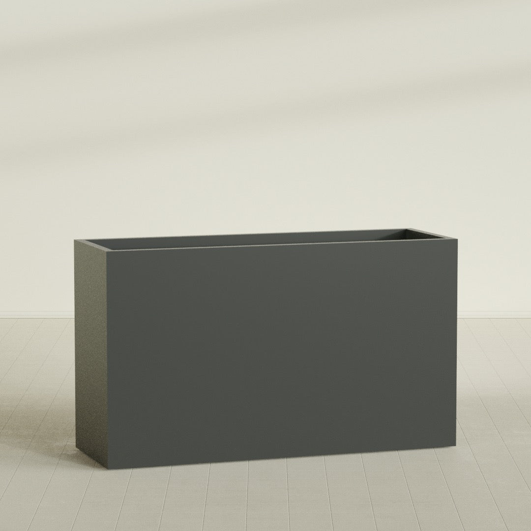 Darwin Extra Large Long Rectangle Fiberglass Planter - 72 in x 24 in x 42 in - Matte Charcoal - Matte Charcoal,72 in x 24 in x 42 in