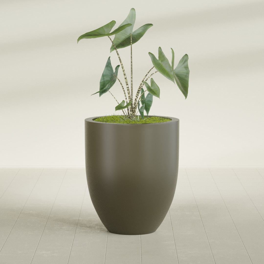 Valencia Large Round Fiberglass Planter - 27 in x 27 in x 31 in - Matte Bronze - Matte Bronze,27 in x 27 in x 31 in