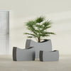 Seoul Large Curved Abstract Fiberglass Planter - 36 in x 16 in x 24 in - Metallic Gunmetal - Metallic Gunmetal,36 in x 16 in x 24 in