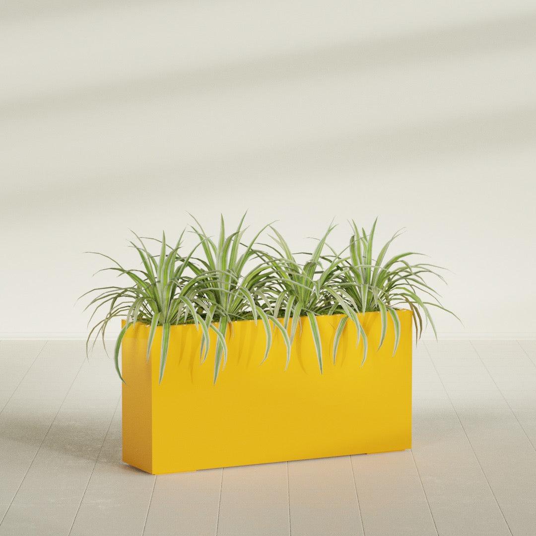 Hollywood Extra Large Narrow Rectangle Fiberglass Planter - 48 in x 12 in x 24 in - Gloss Saffron - Gloss Saffron,48 in x 12 in x 24 in