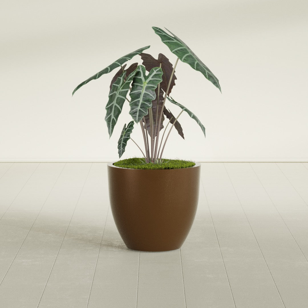 Wannsee Medium Round Fiberglass Planter - 27 in x 27 in x 24 in - Metallic Bronze - Metallic Bronze,27 in x 27 in x 24 in