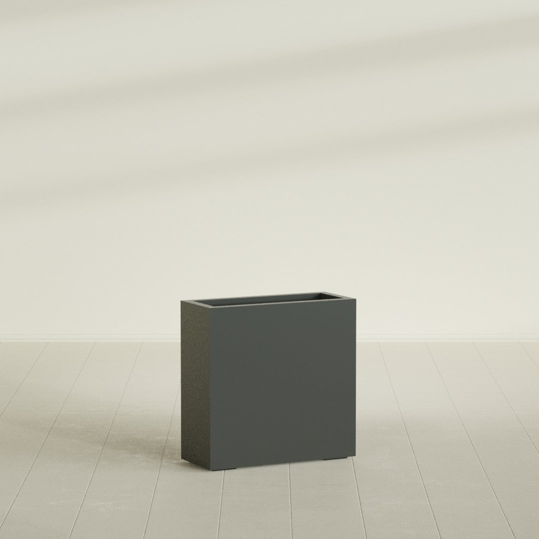 Milano Medium Narrow Rectangle Fiberglass Planter - 24 in x 10 in x 24 in - Matte Charcoal - Matte Charcoal,24 in x 10 in x 24 in