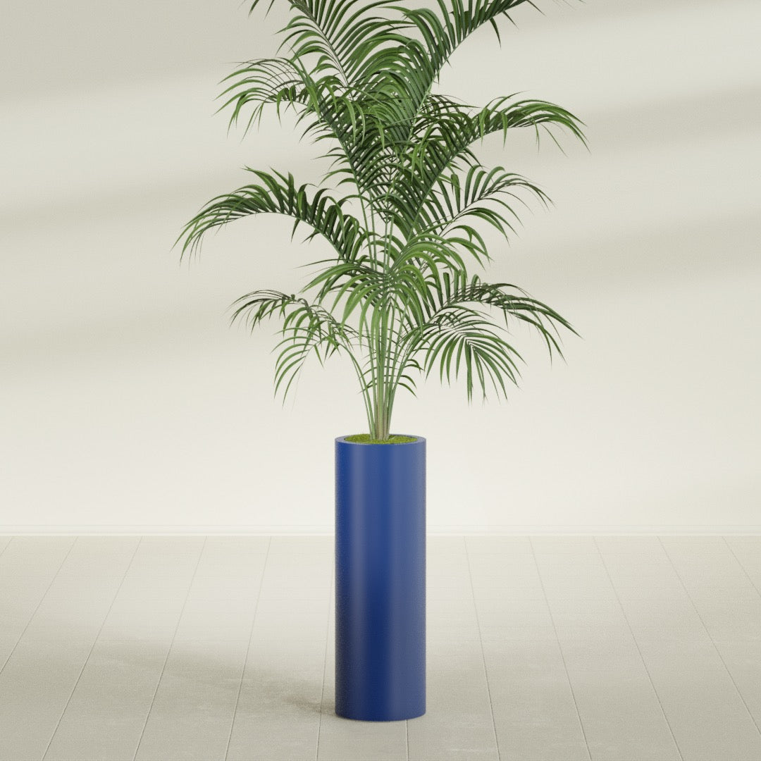 Corry Large Tall Cylinder Fiberglass Planter - 10 in x 10 in x 30 in - Matte Cobalt Blue - Matte Cobalt Blue,10 in x 10 in x 30 in