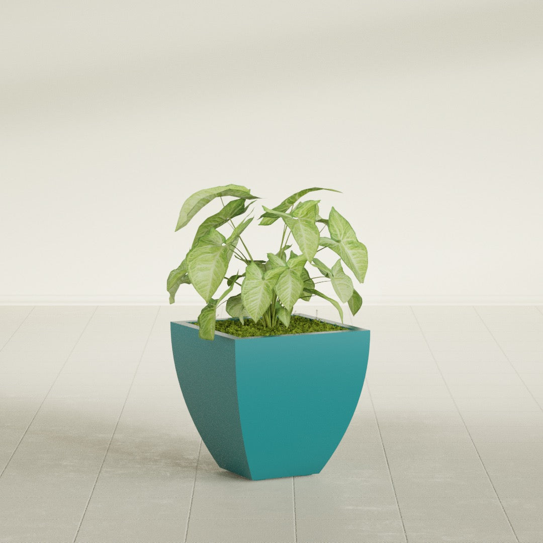 Lima Small Tapered Square Fiberglass Planter - 16 in x 16 in x 16 in - Satin Sea Foam - Satin Sea Foam,16 in x 16 in x 16 in