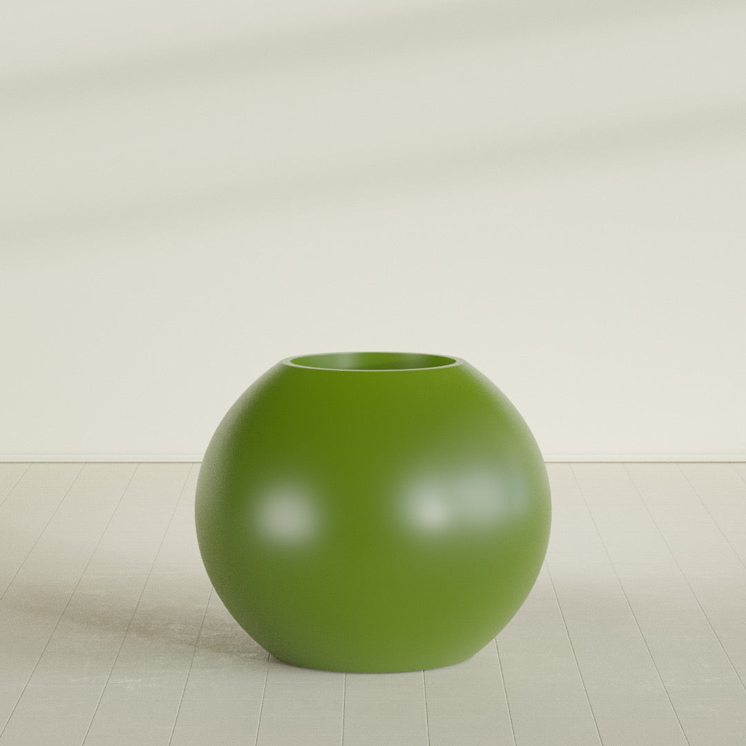 Globe Large Sphere Fiberglass Planter - 36 in x 36 in x 30 in - Satin Green - Satin Green,36 in x 36 in x 30 in