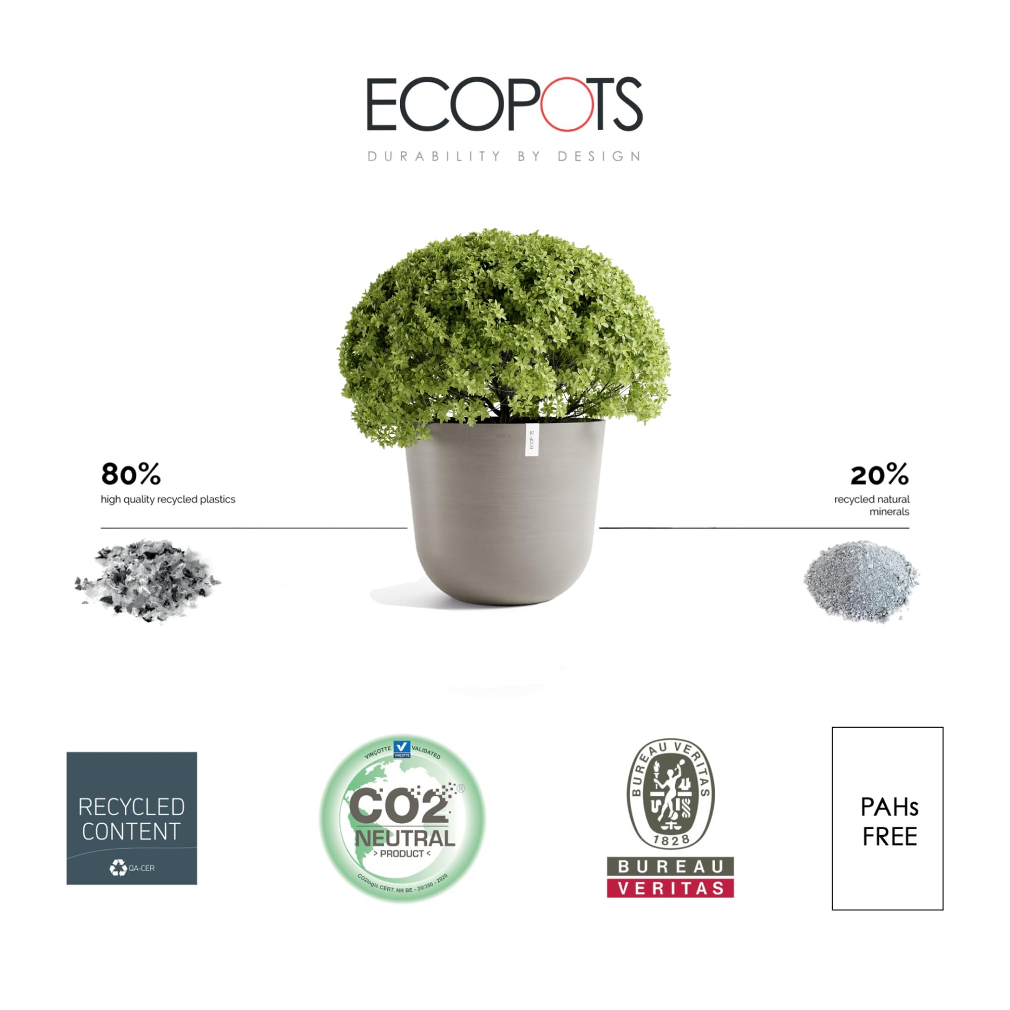 Oslo Medium Round Planter - 25.5 in x 25.5 in x 22.3 in - Taupe - Taupe,25.5 in x 25.5 in x 22.25 in,Planter Only