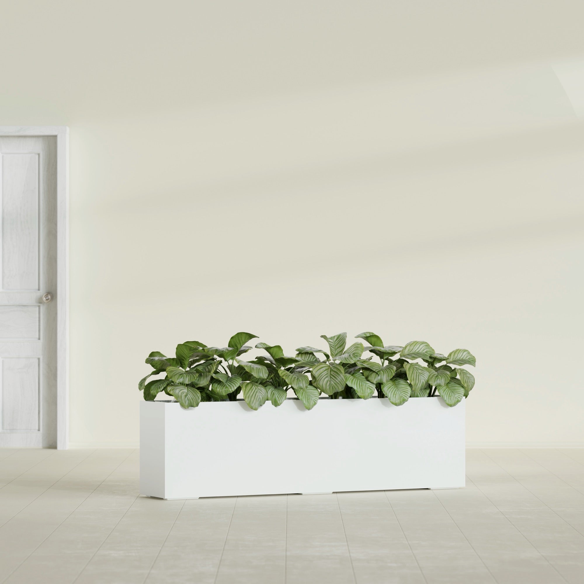 Hudson Extra Large Long Rectangle Fiberglass Planter - 100 in x 18 in x 28 in - Gloss White - Gloss White,100 in x 18 in x 28 in