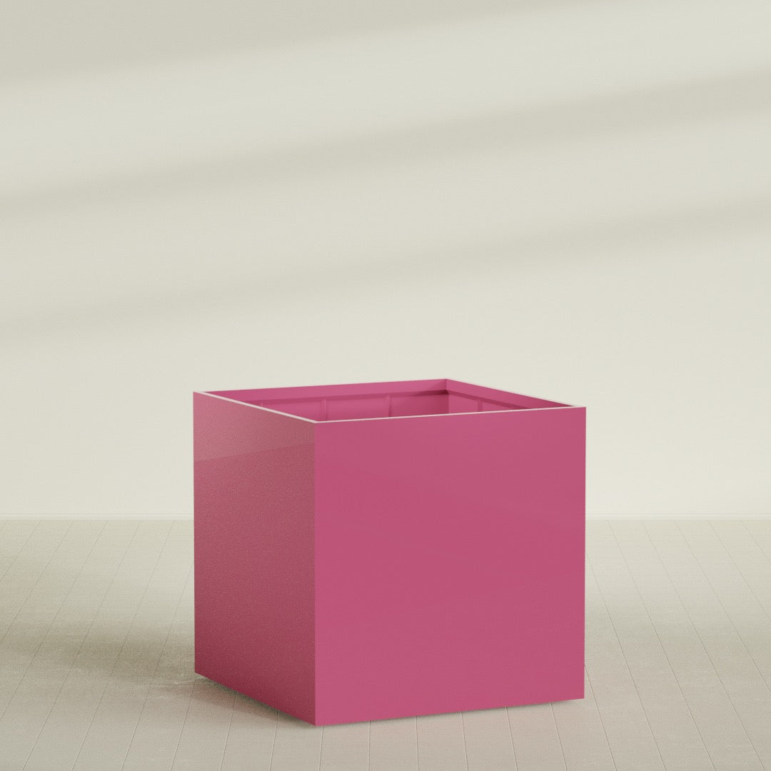 Montroy Extra Large Cube Square Fiberglass Planter - 60 in x 60 in x 60 in - Gloss Pink Violet - Gloss Pink Violet,60 in x 60 in x 60 in